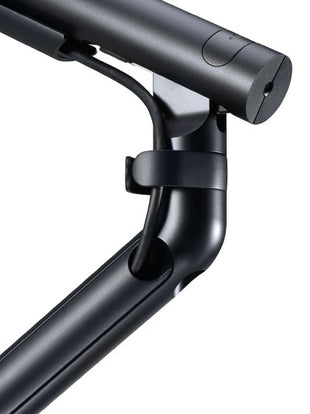 Closeup of Flo monitor arm's cable management system.