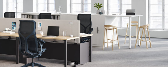 Blue Cosm chairs in an office environment